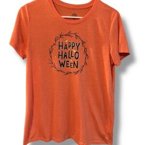 Way to Celebrate Women’s Happy Halloween Orange Graphic Short Sleeve Tee